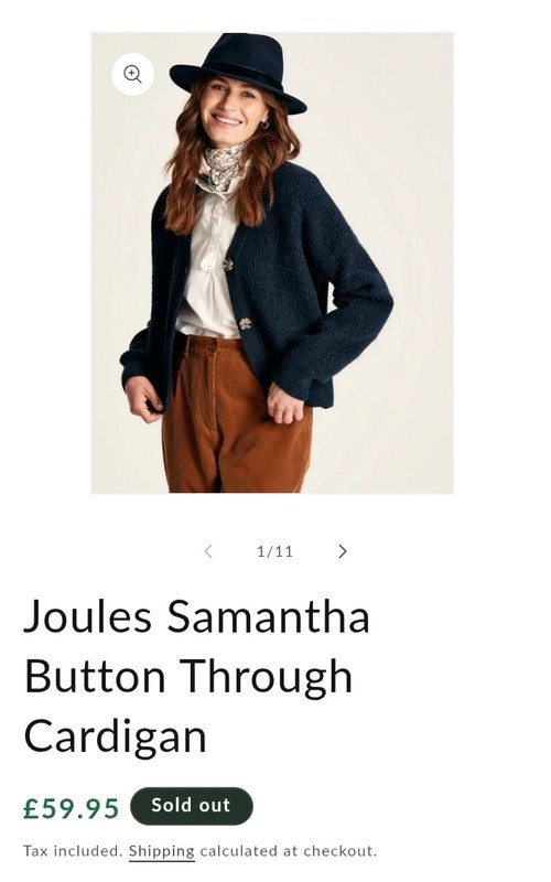 Joules “Samantha” Navy Wool Blend Cardigan | Size 14 | Cottagecore Aesthetic