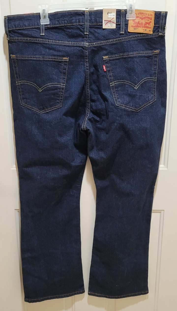 New Levi’s 527 Slim Bootcut 38 X 30 Men’s Stretchy Zipper Fly Blue Jeans