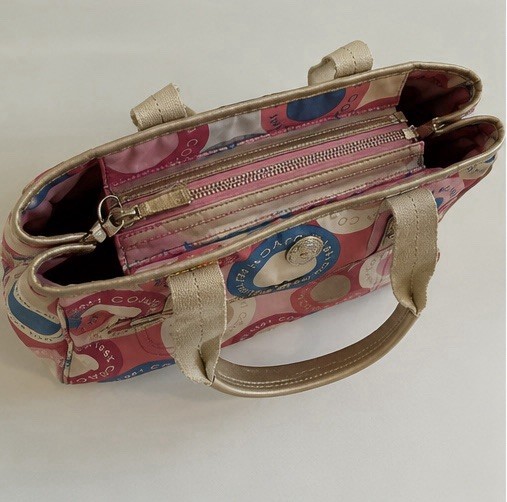 Coach Pink Blue Circle Print Tote Bag Est 1941 Y2K Shoulder Purse