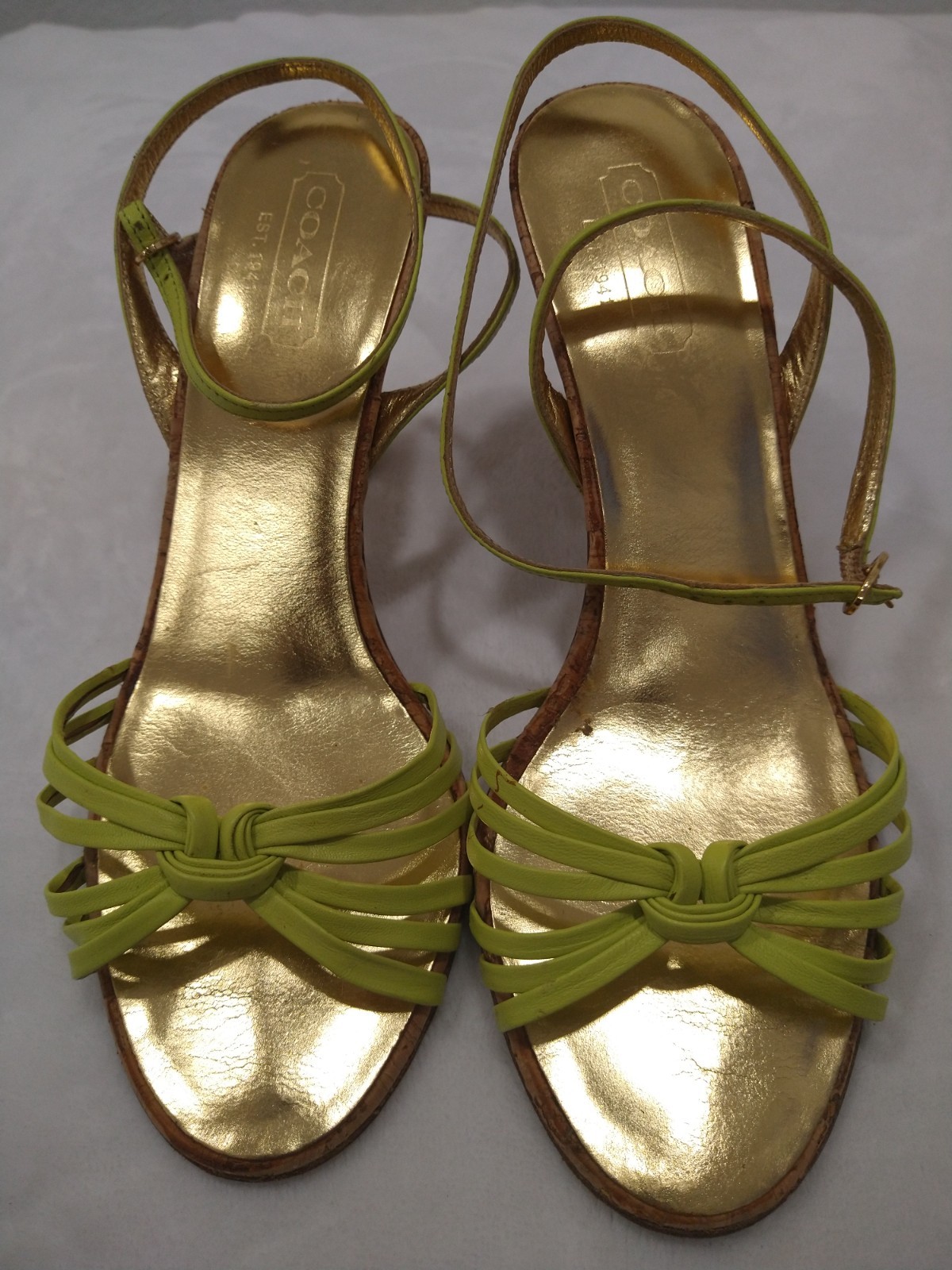 COACH GIANNA NAPPA Vintage Ankle Strap Wrap Sandals Cork Heel Sz 7.5 B