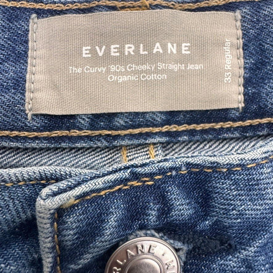Everlane Curvy 90s Cheeky Straight Jean Northridge Blue Organic Cotton 33 Reg