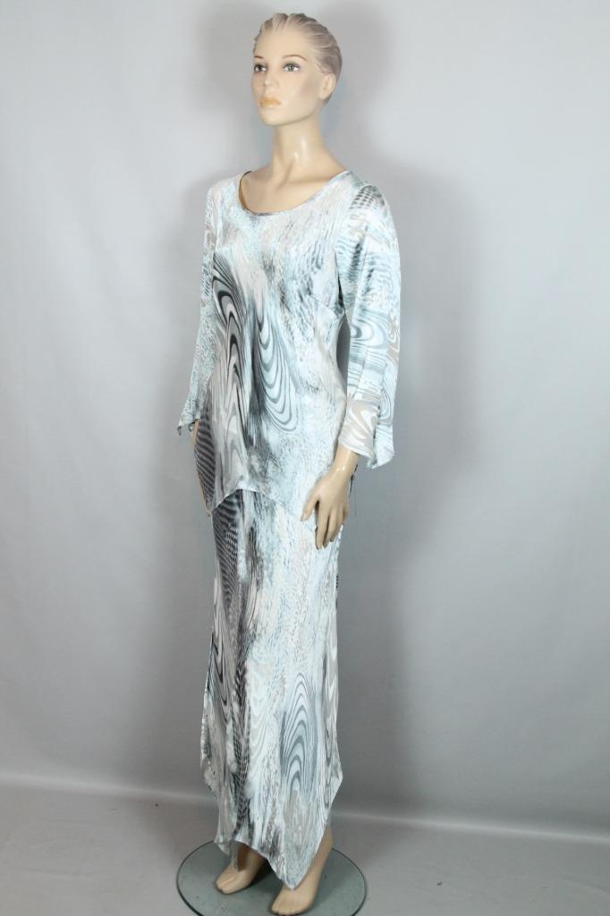New ALIKI YAMANI CREATIONS Python 2pc Dress Silk Dragon Skirt Top Blouse M/L