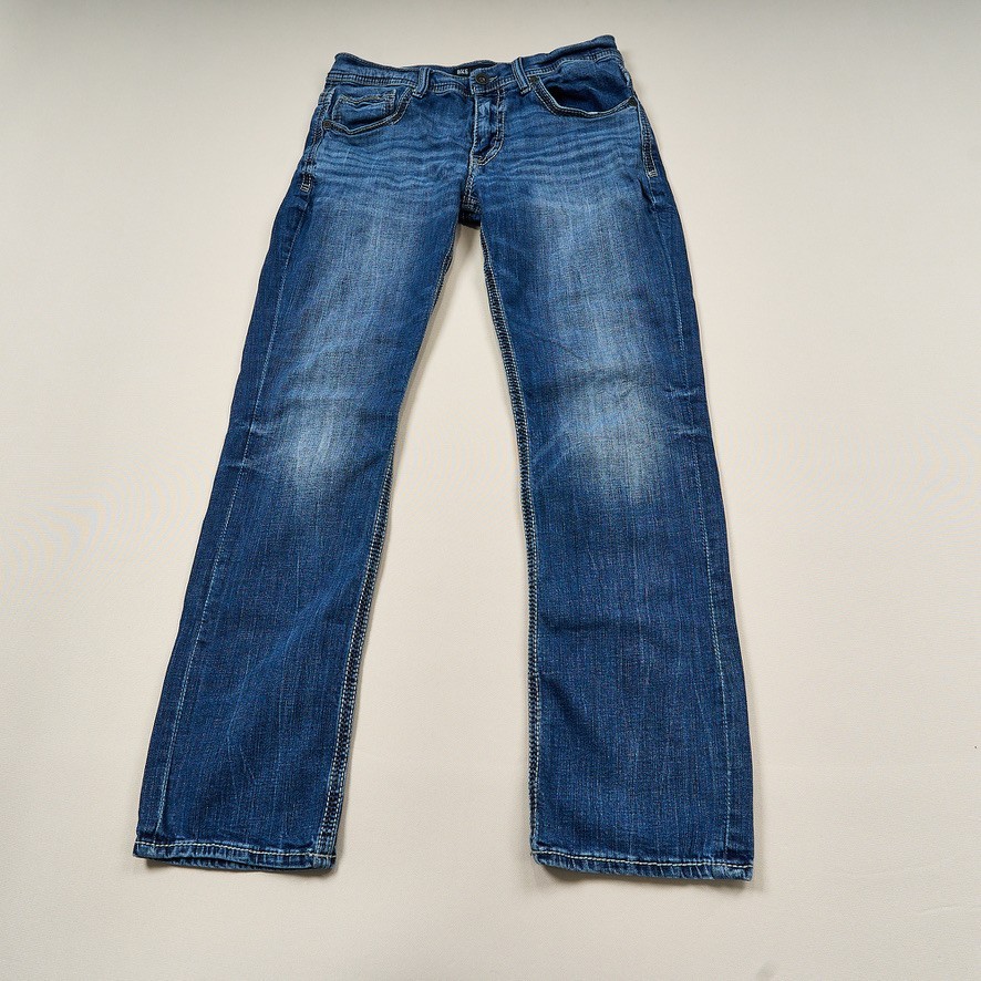 BKE Jake Straight Jeans Mens Sz 32 Blue Bootcut Cotton Stretch Denim