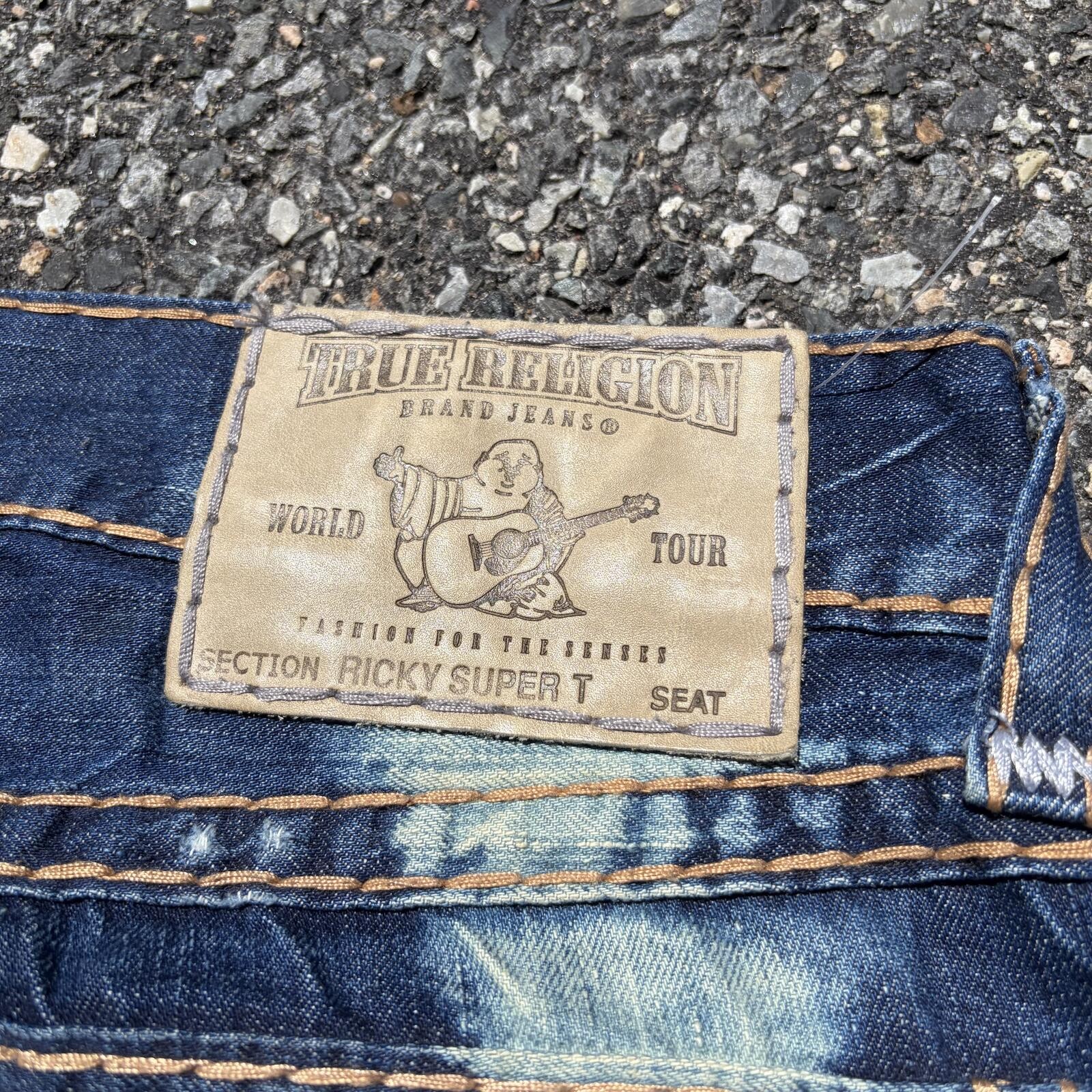 True Religion Ricky Super T Distressed Paint Splatter Jeans