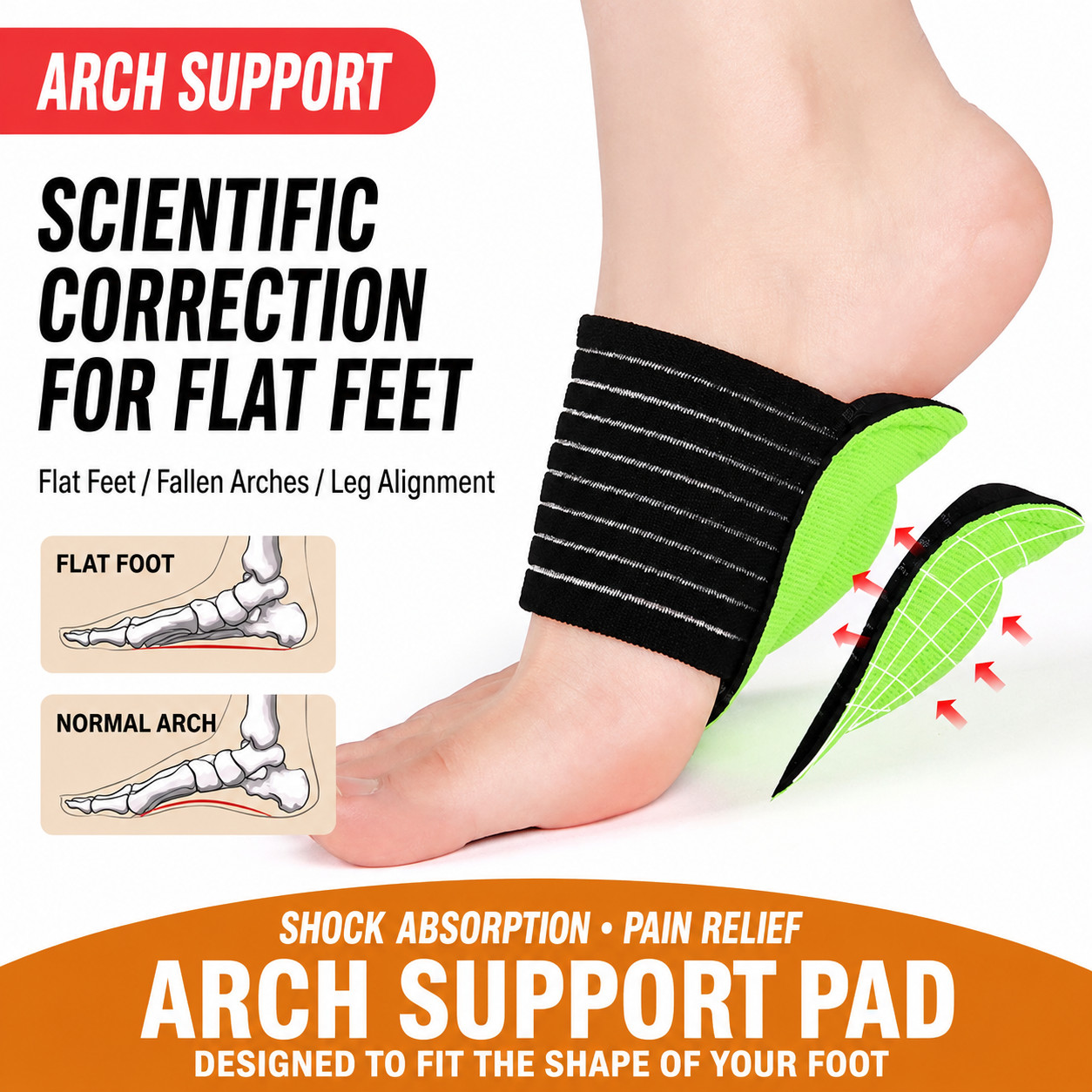 Orthotic Arch Support Insoles for Flat Feet Pain Relief Shoe Inserts Pad Heel US