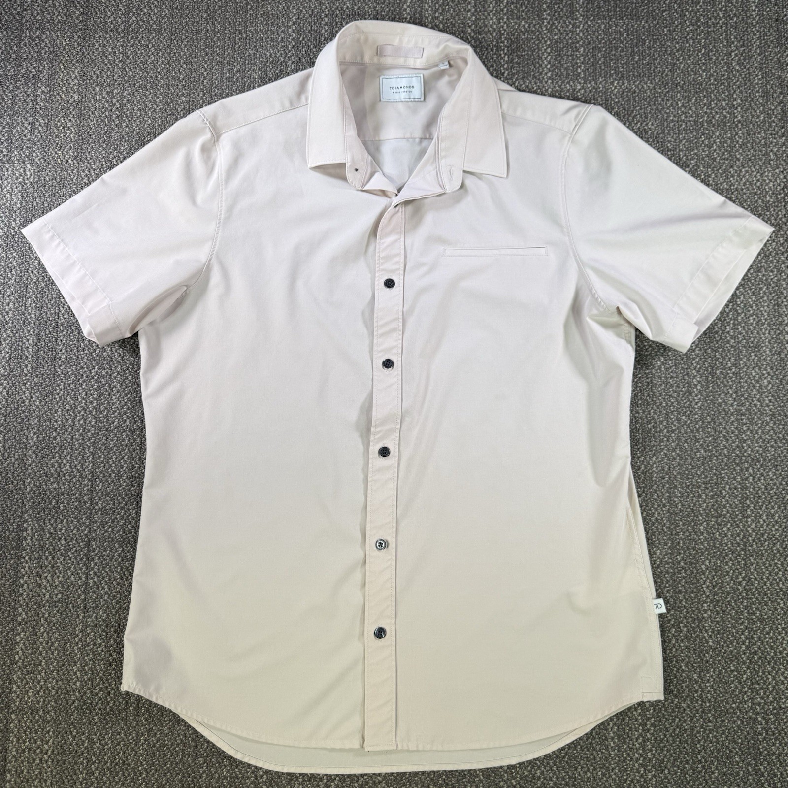 7 Diamonds Grant Woven Shirt Mens Large Beige 4-Way Stretch Performance Tech