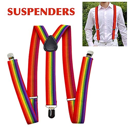 Rainbow Suspenders, Adjustable Elastic Y-Back Style Suspenders As Picture Show