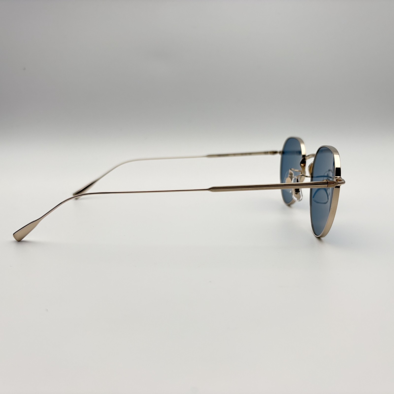 EYEVAN Fairway (47) G-BLU Polished Gold Panto Sunglasses with Light Blue Lenses
