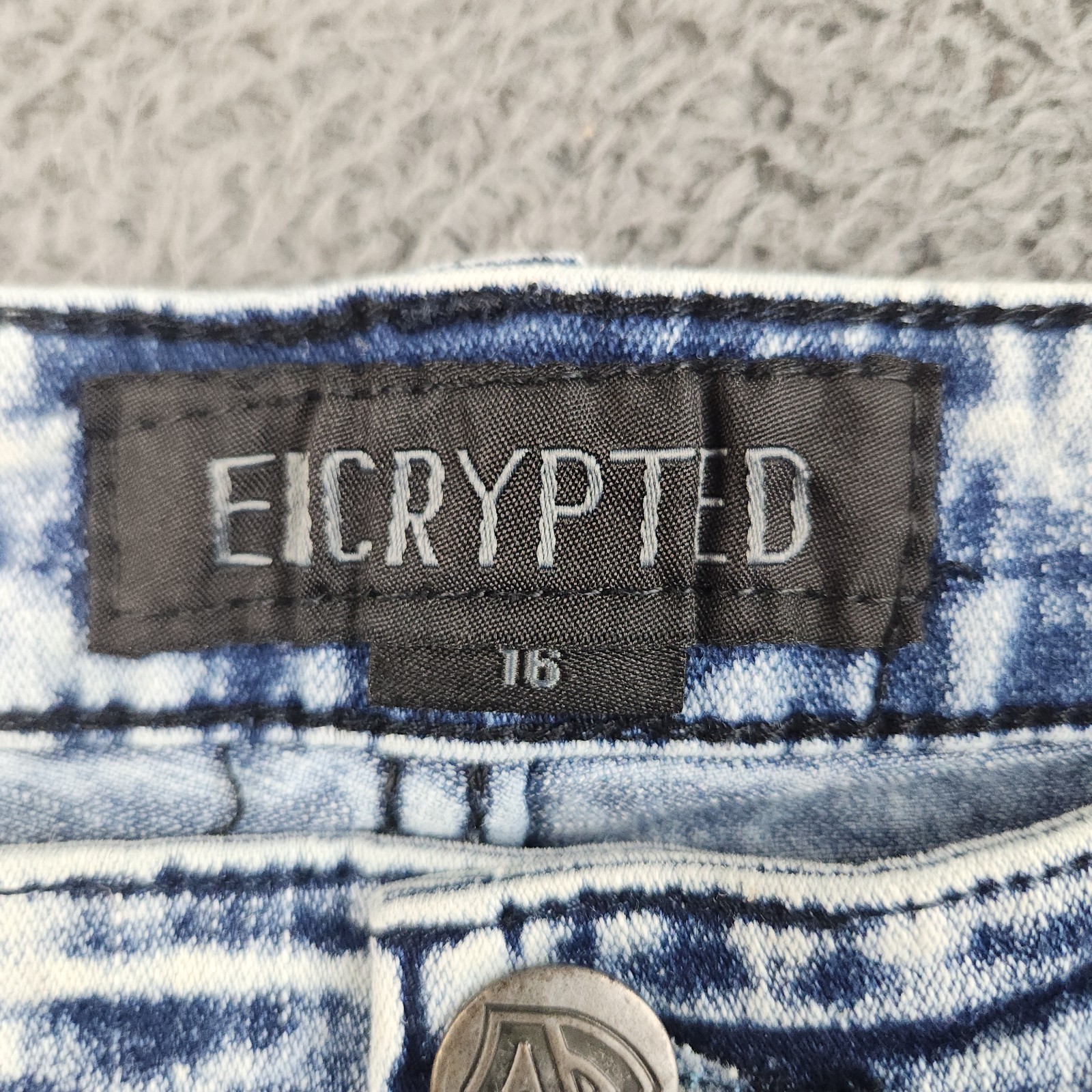Encrypted Slim Moto Jean Fit 28×28 Tag 16 Acid Wash Streetwear Articulated Pant
