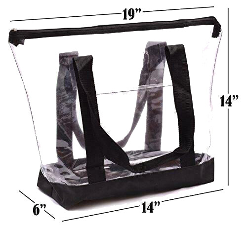 Clear Tote Bag Plastic Transparent Purse Handbag Zipper Security Event Stadium..