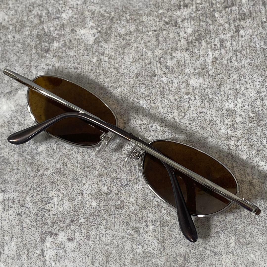 Ray Ban RB3151 Oval Sunglasses Silver Brown Lens Metal Frame Y2K Men 53mm