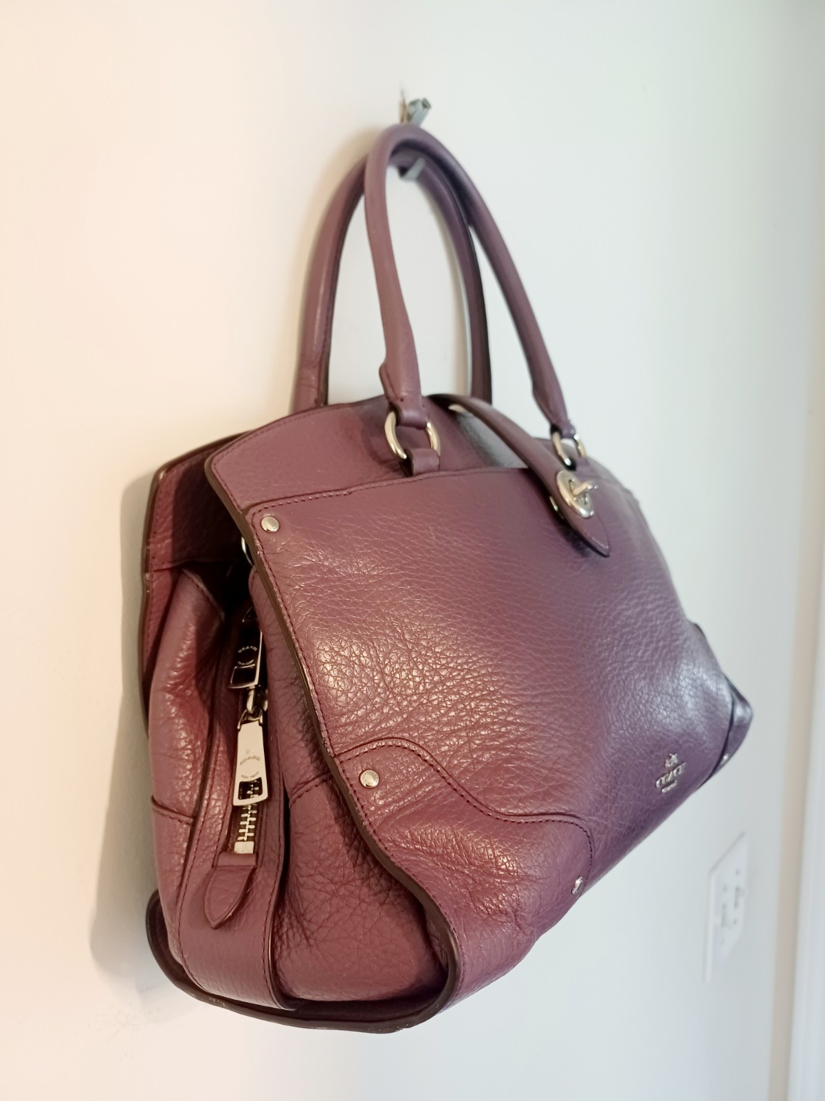 Rare Vintage COACH MERCER 30 Satchel In Plum Grain Leather