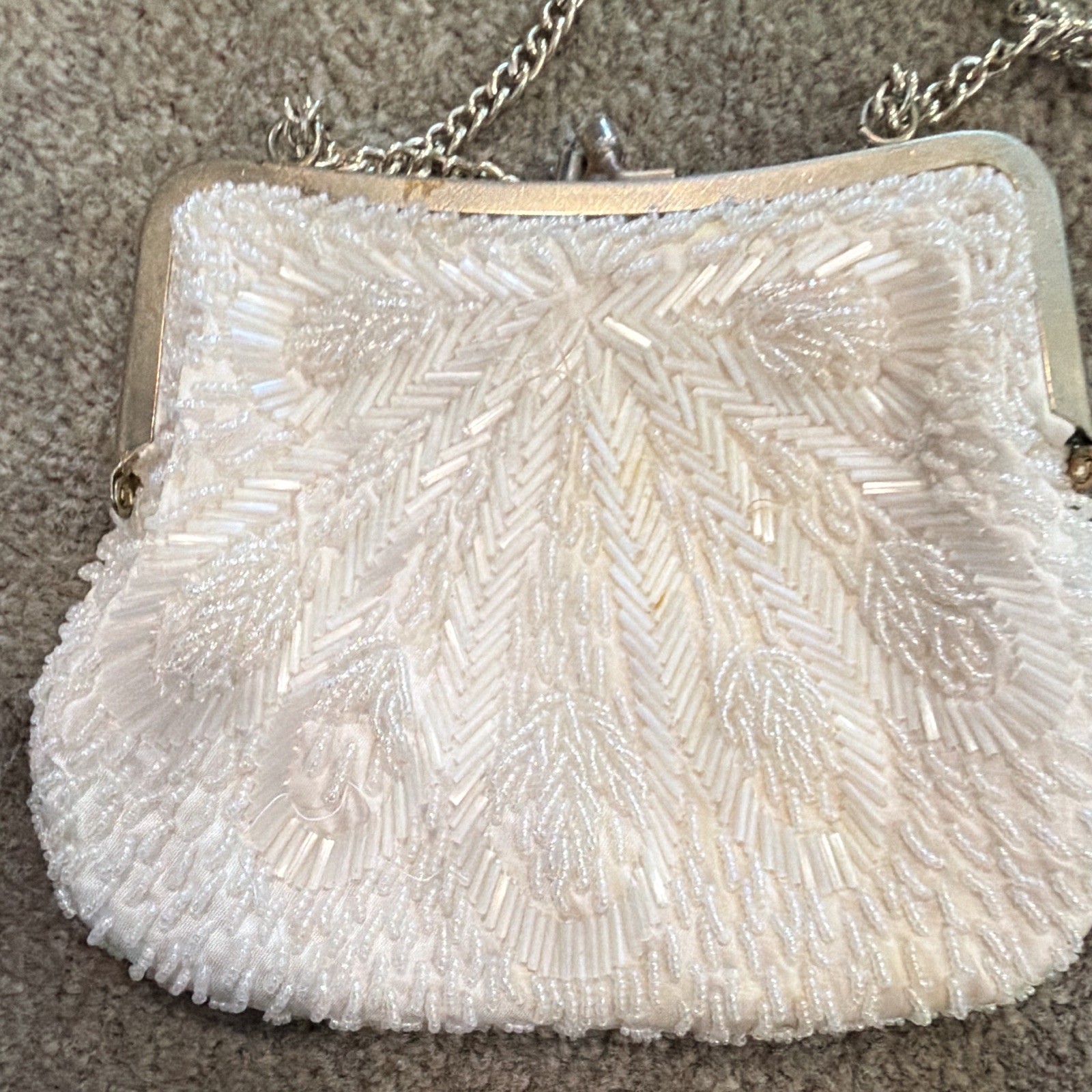 Vintage Regale Ltd. white beaded evening clutch / shoulder bag
