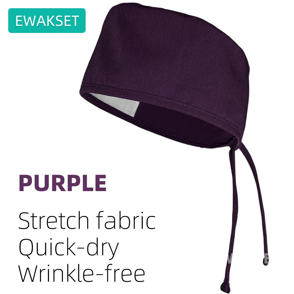 Solid Surgical Cap Stretch Quick Dry Wrinkle Free Operating Room Hat Woman Man
