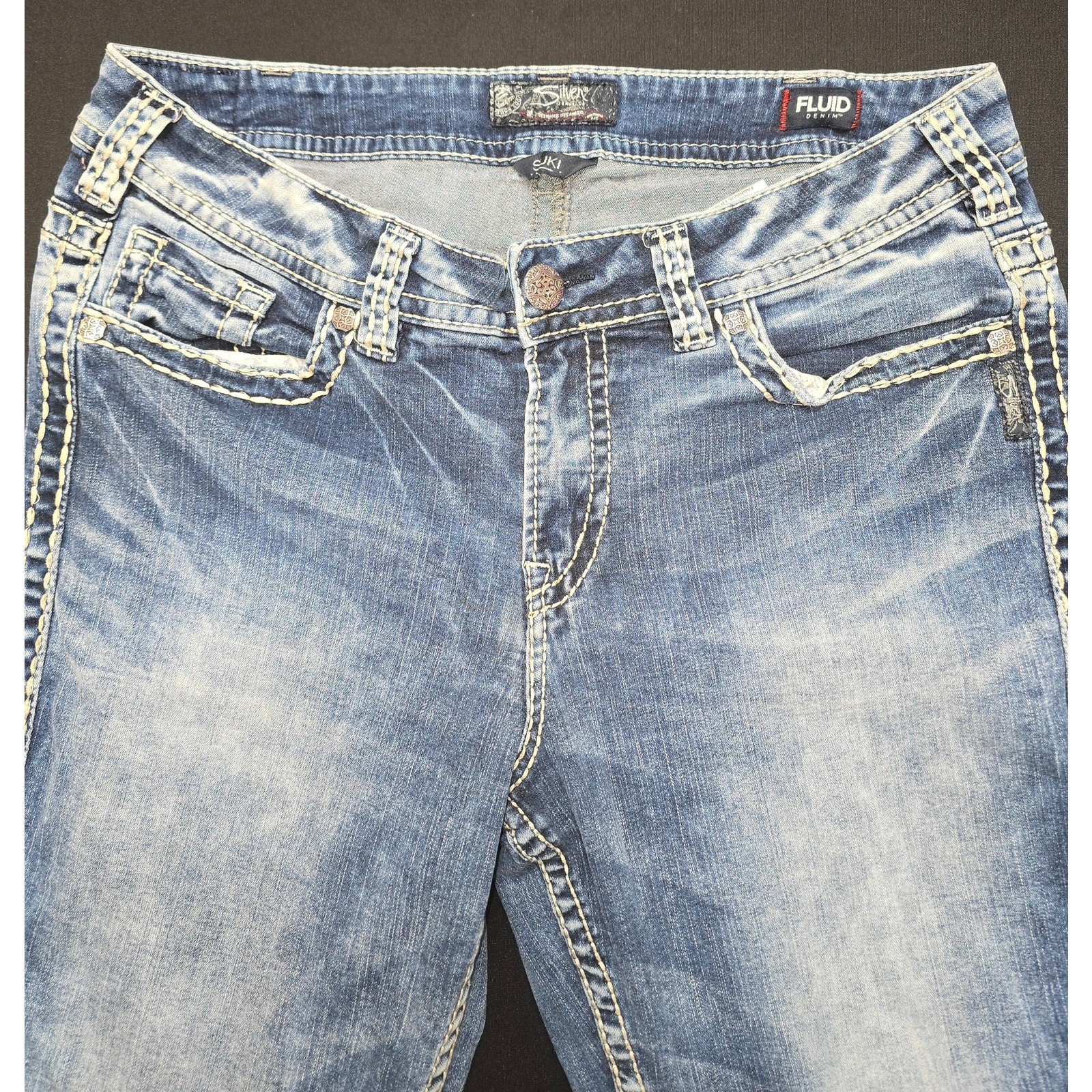 Silver Suki Capri Jeans Womens 30×21 Blue Bootcut Cropped Fluid Denim