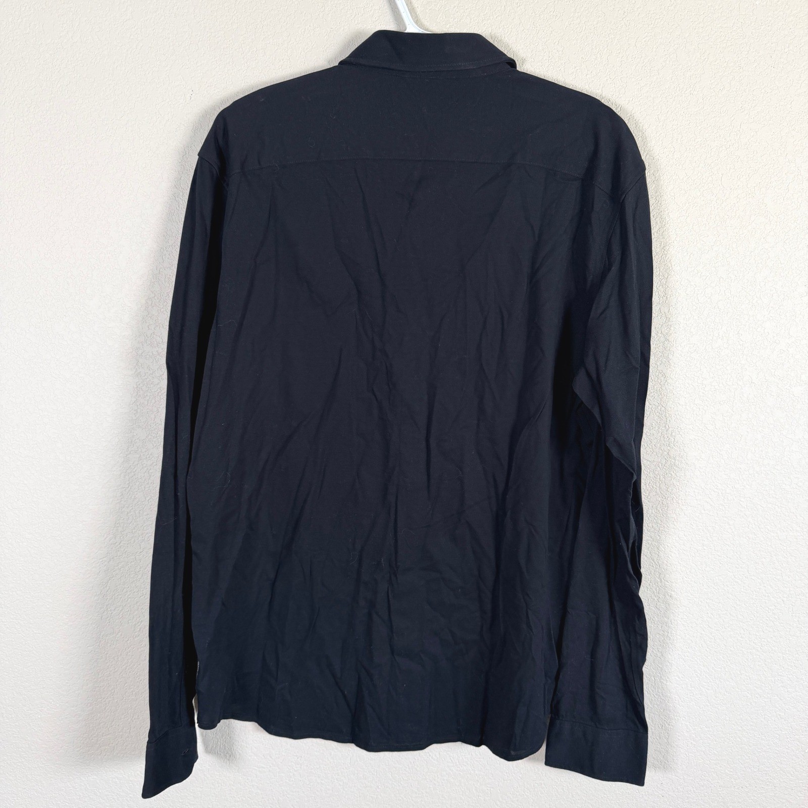 Michael Kors Slim Fit Button Up Shirt Mens L Black Knit Long Sleeve Cotton NEW