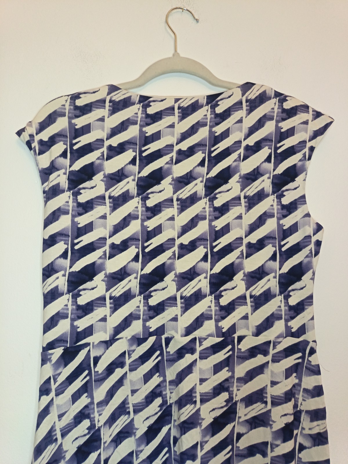 M&Co Blue White Patterned Colourful Knee Length Summer Day Dress Size 14 Party