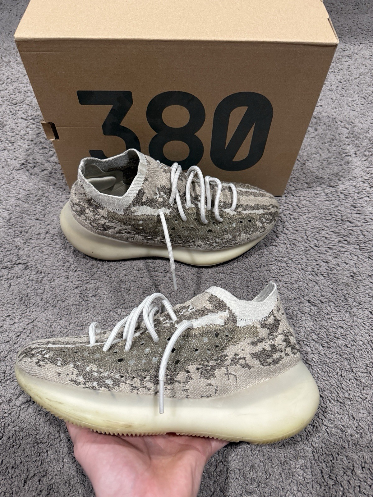 adidas Yeezy Boost 380 Pyrite Gray Primeknit Low Top Sneakers GZ0473 Men