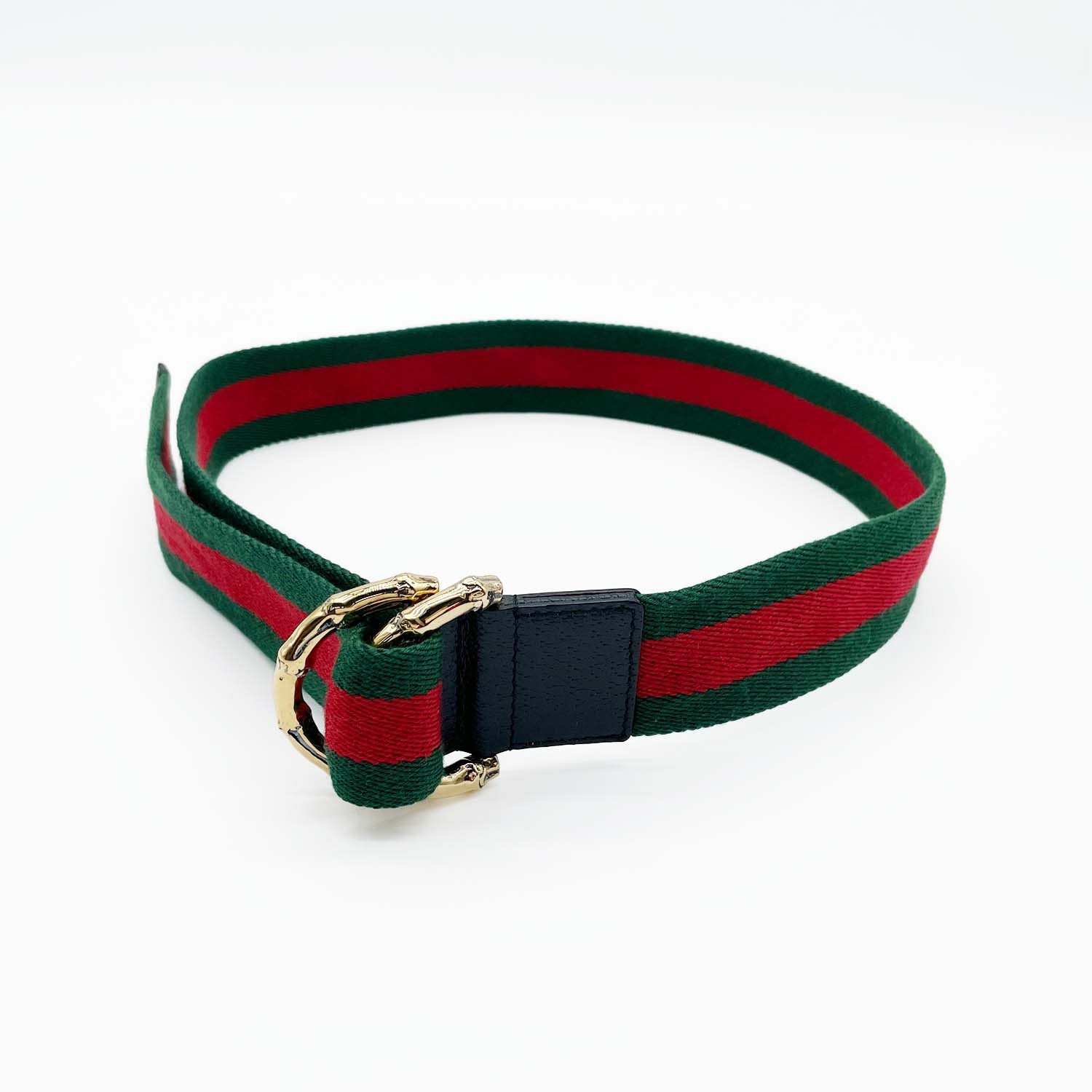 AUTHENTIC GUCCI Web stripebelt green/Red Nylon/metal unisex