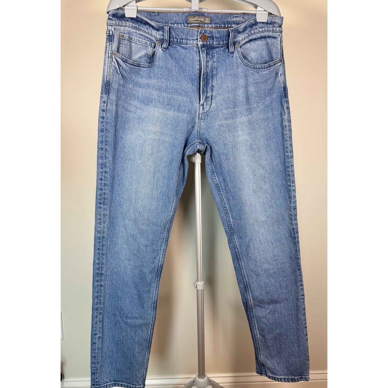 LL Bean Signature Heritage Denim Slim Straight Jeans 38×32 Light Wash Y2K 520660