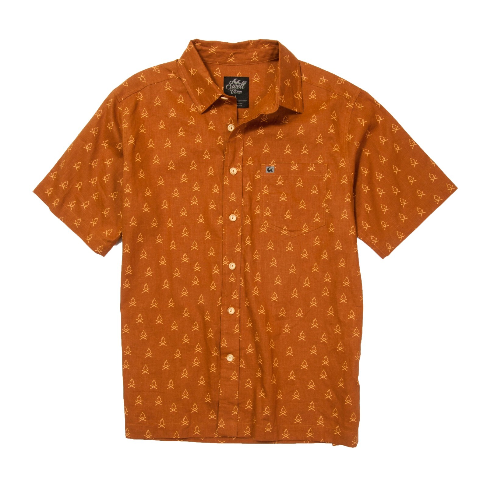 Swell Vision – Hemp/Organic Cotton Button Down Shirt – Campfire (XL)