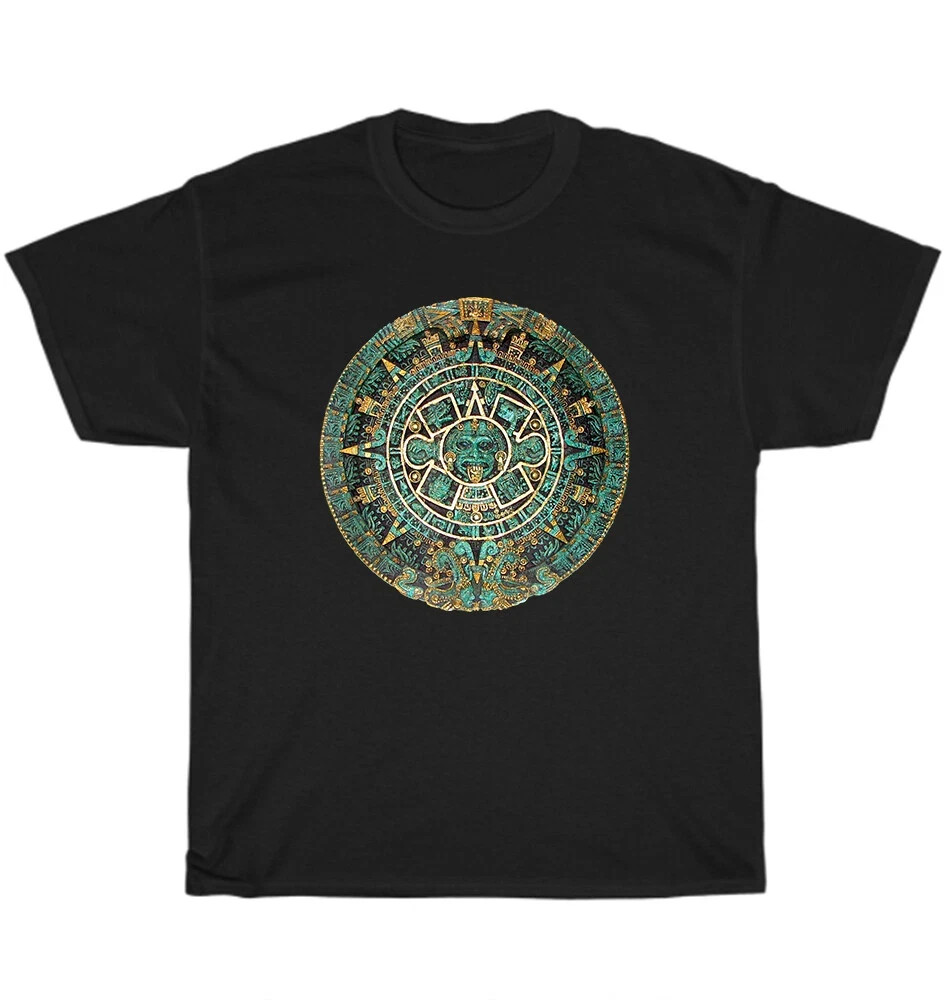 Aztec Calendar Sun Stone Mexican Native Art Ancient Unisex T-Shirt