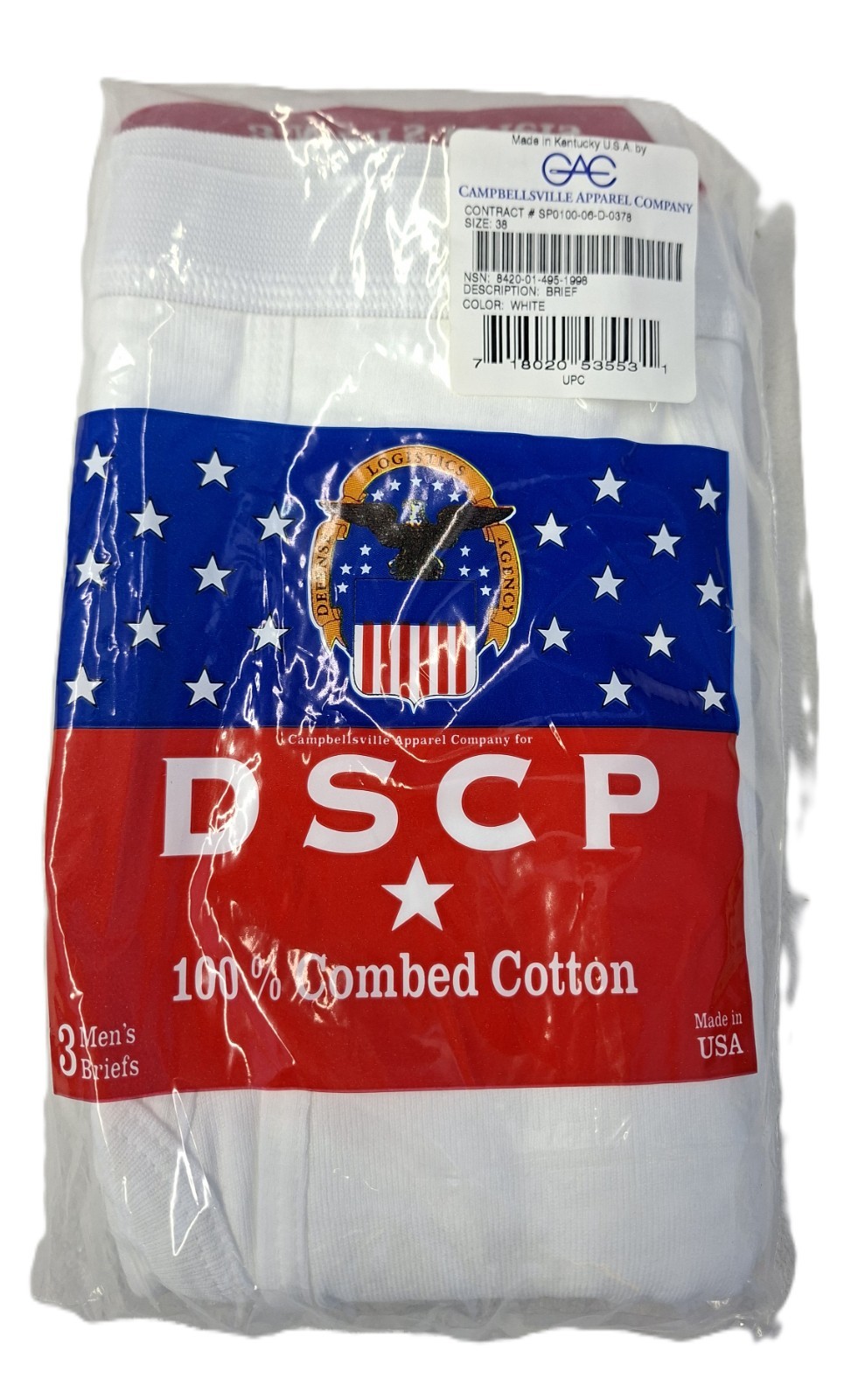 GI White Military Briefs DSCP 100% Combed Cotton 3 Pack Military Issue USA