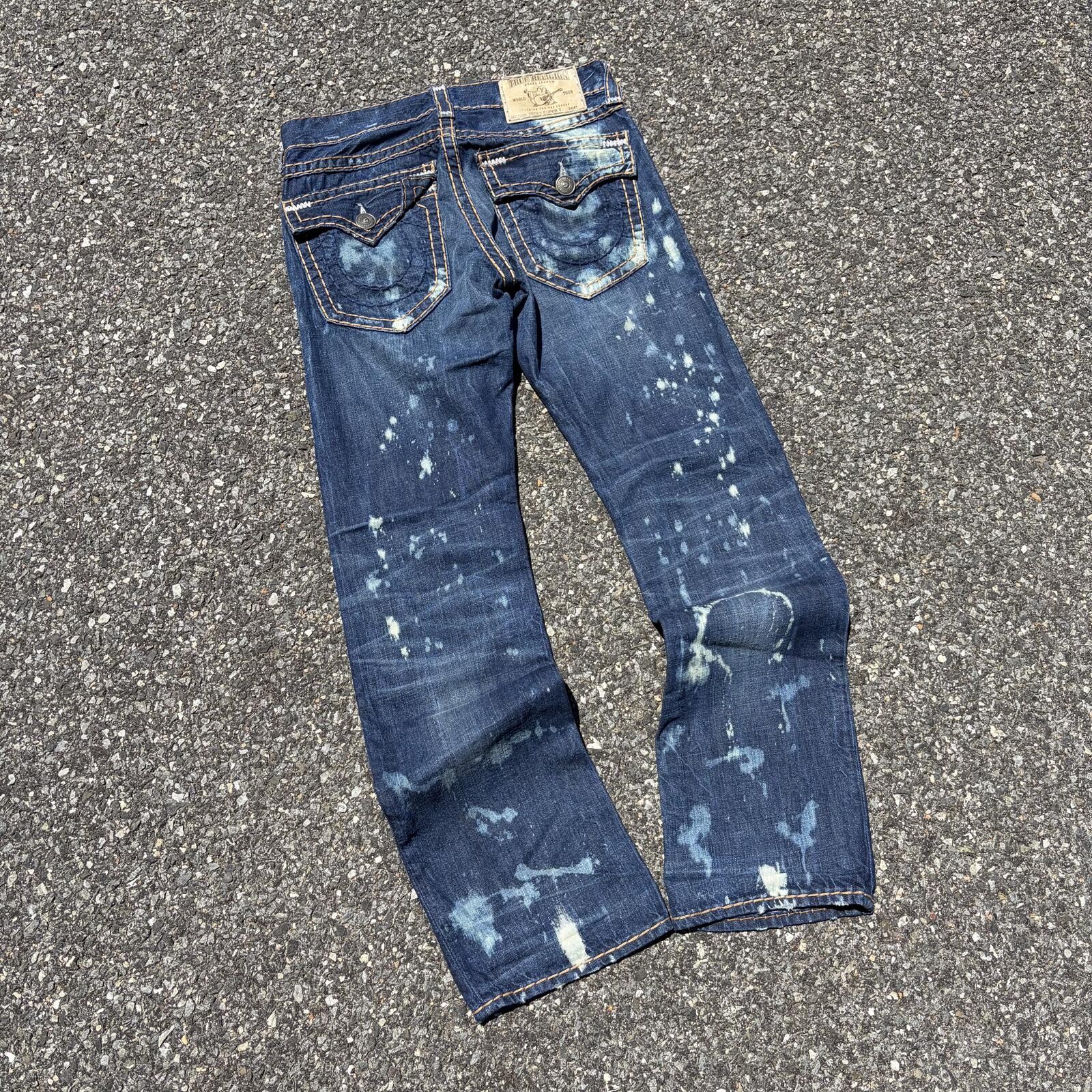 True Religion Ricky Super T Distressed Paint Splatter Jeans