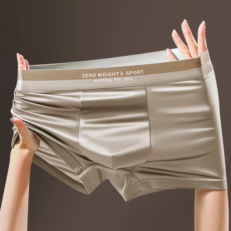 4/1 PCS Men’s Ice Silk Underwear Breathable Boxer Shorts Seamless Soft Briefs