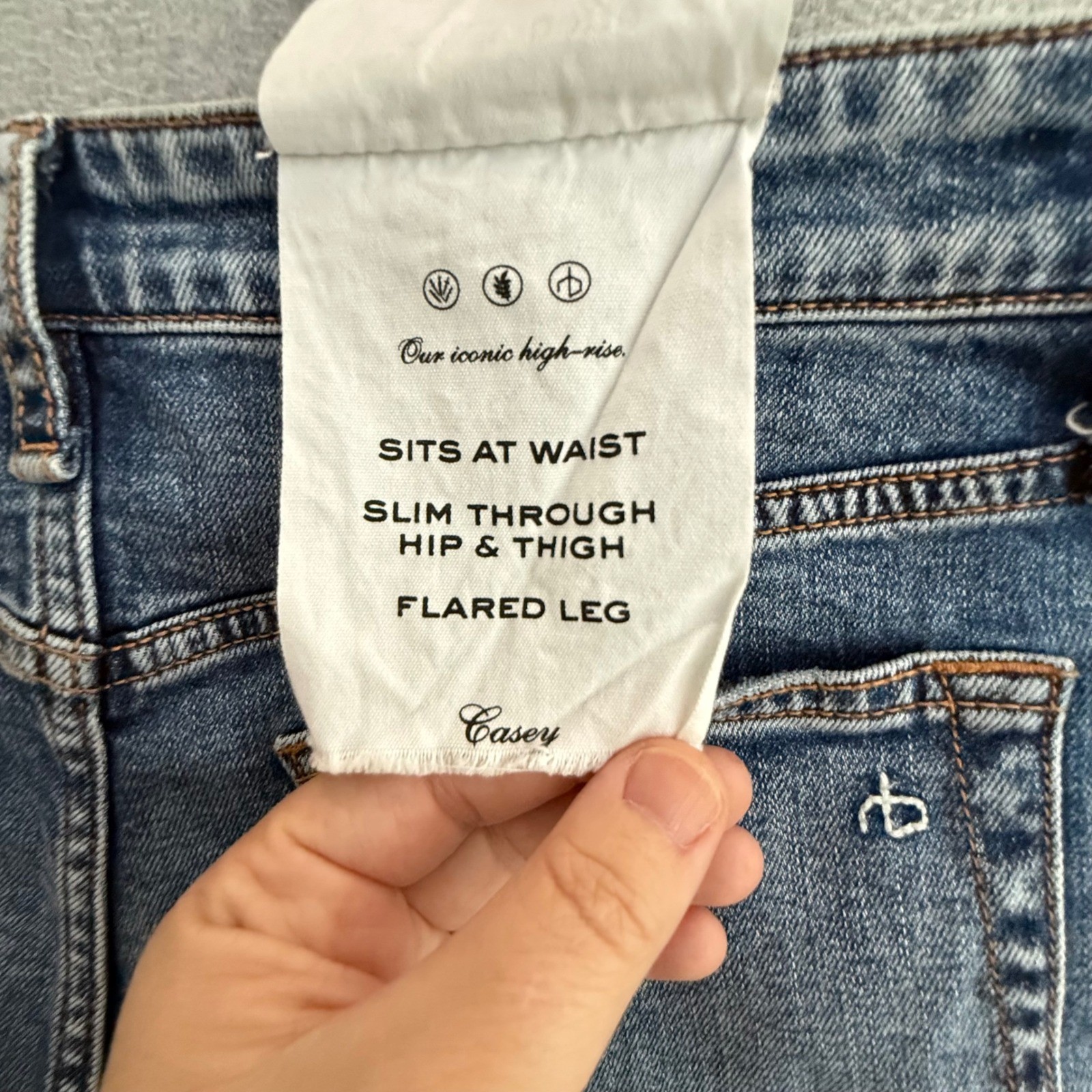 Rag & Bone Casey High Rise Flare Jeans Norwalk Blue Stretch Denim Womens 28×34