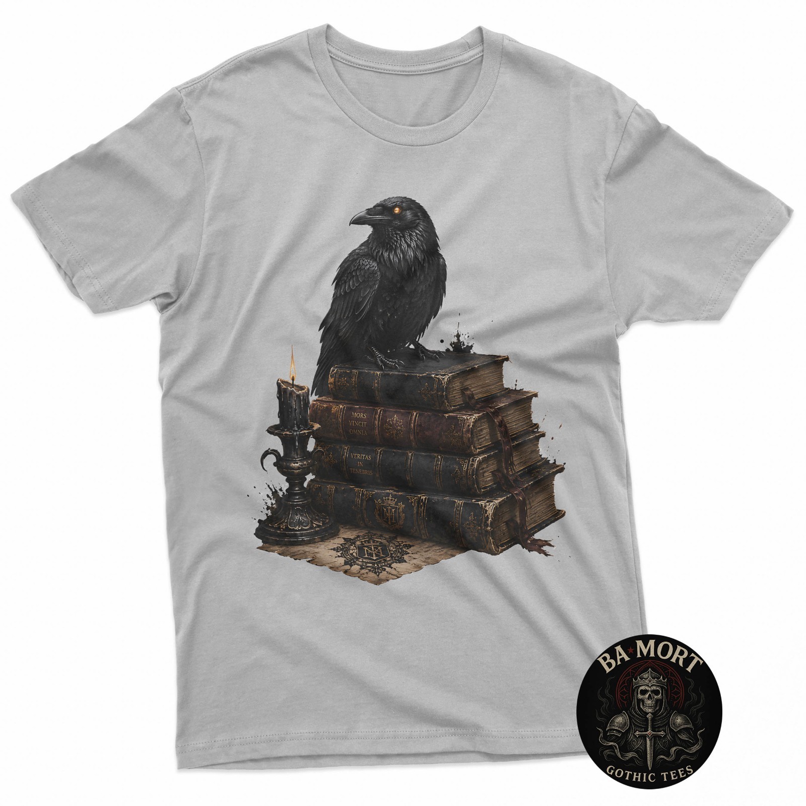 Gothic Raven On Antique Books Dark Academia Occult T-Shirt