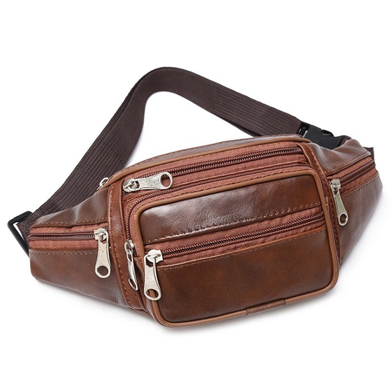 Men’s Waist Pack PU Leather Bag Waist Belt Bag Male Artificial Leather Fanny