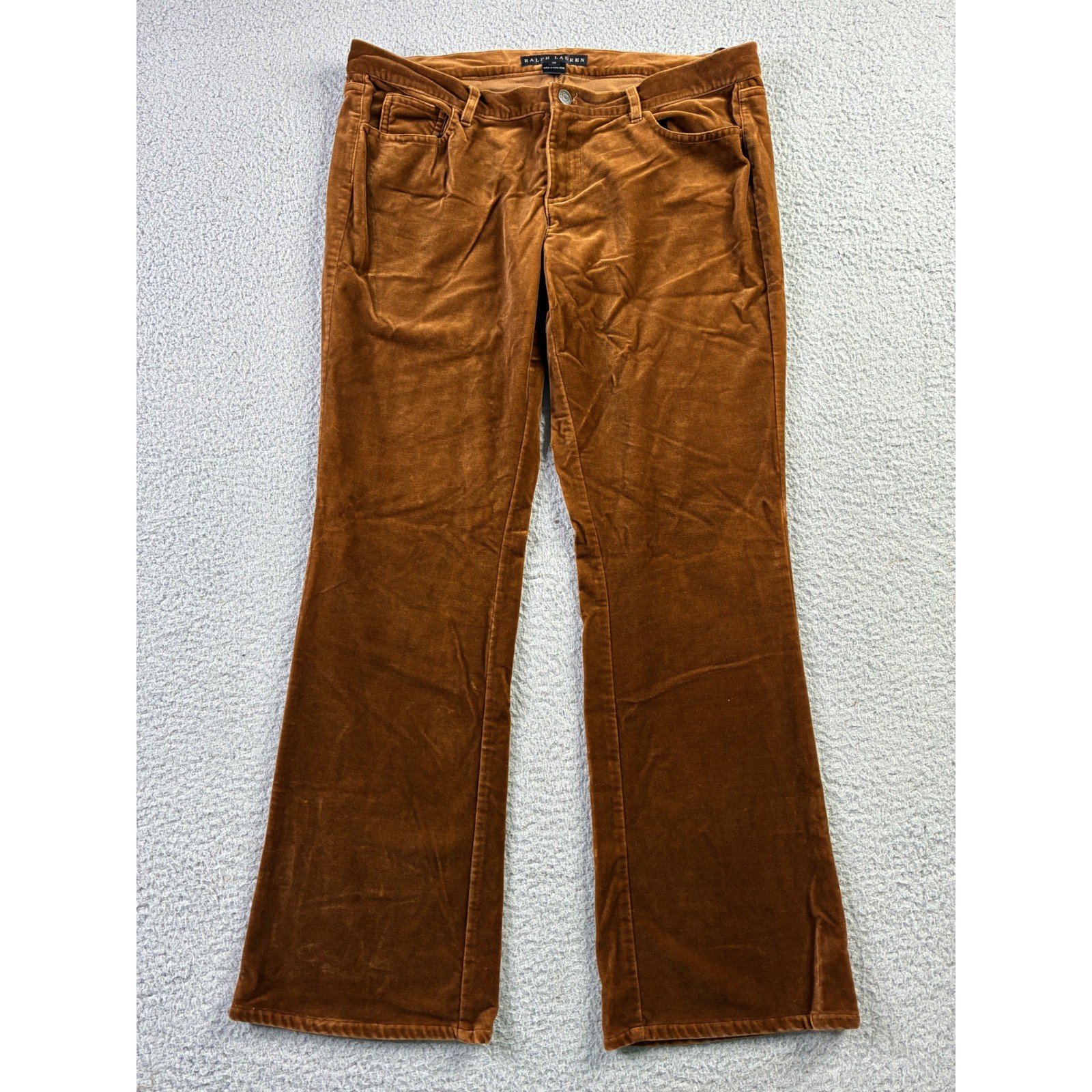 VTG Ralph Lauren Black Label Hong Kong Velour Velvet Boot Flare Pants Womens 10