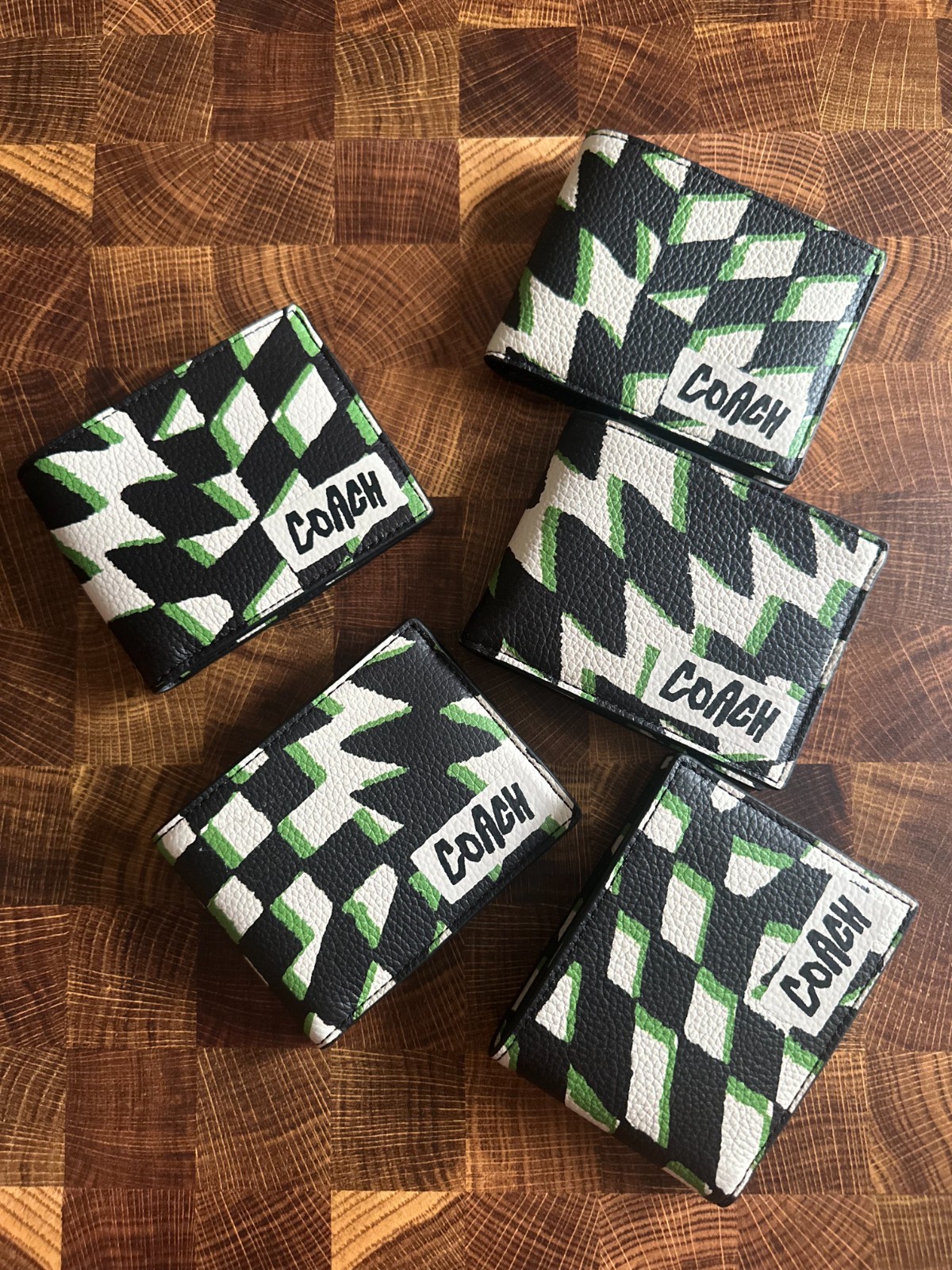 BN Coach slim wallet with geo check print