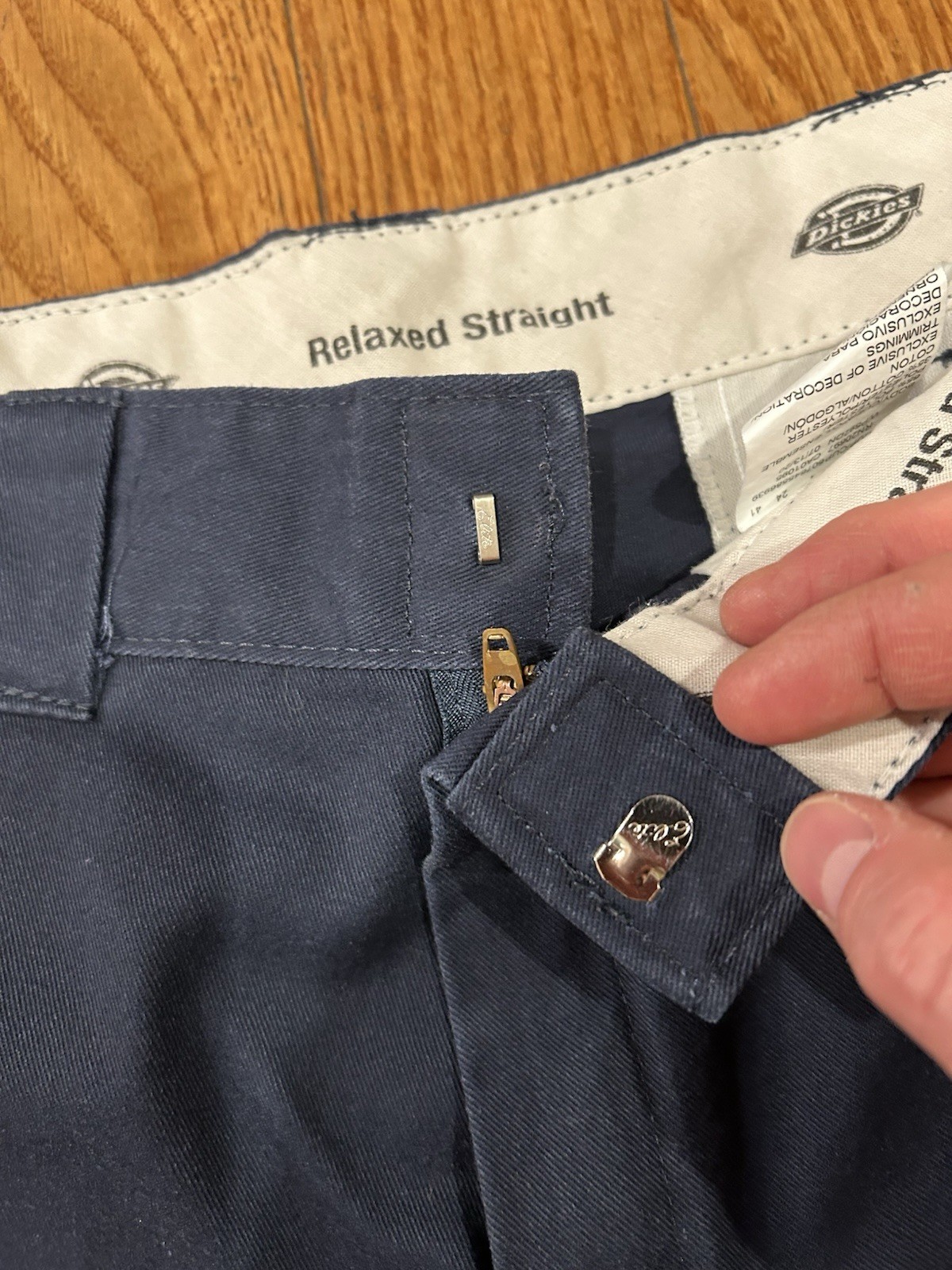 Dickies Relaxed Straight Cargo Pants Mens 32×34 Navy Blue Work Pants WP592DN