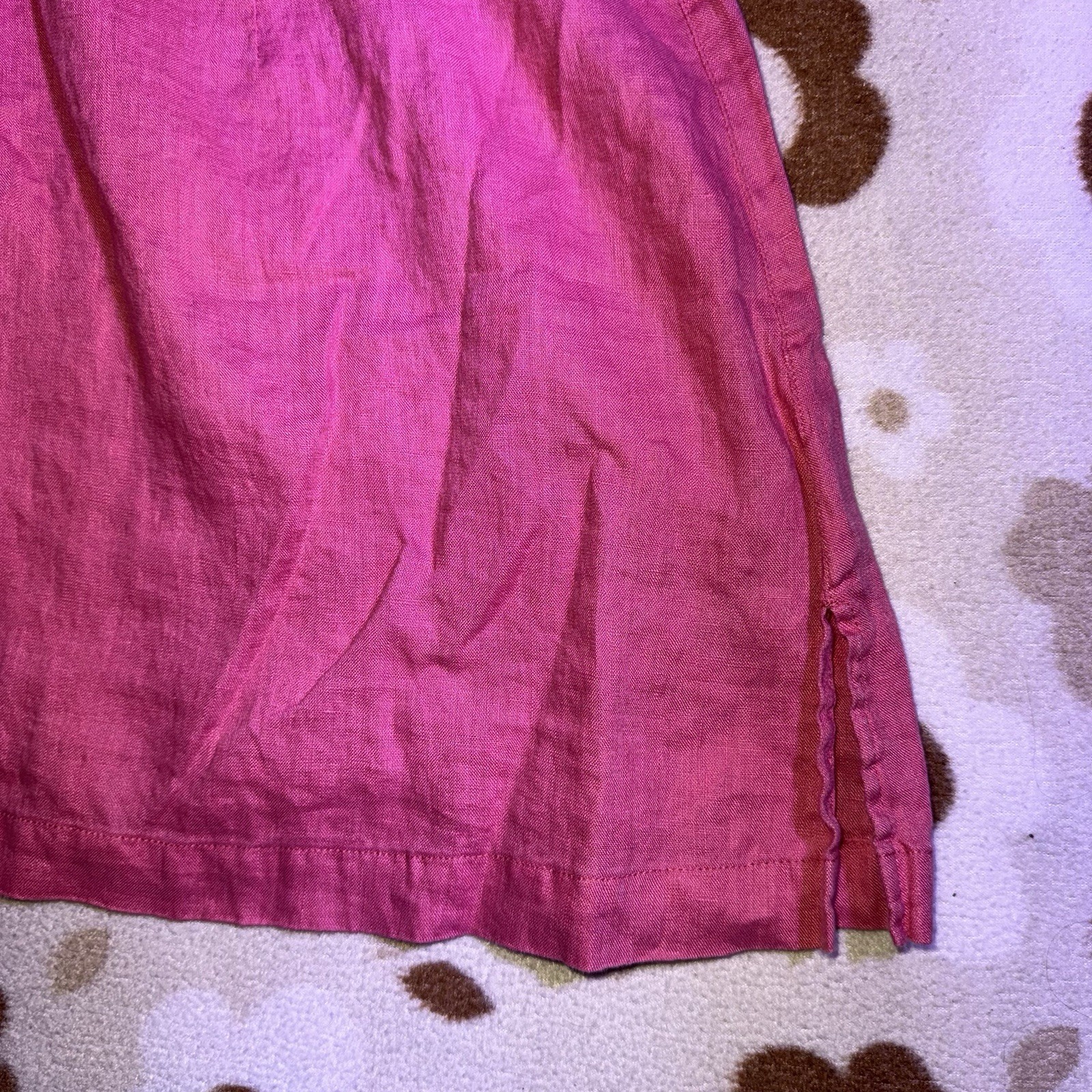 Boden Pink Solid V-Neck Ruffle Cap Sleeve Tunic Blouse Women’s UK 12