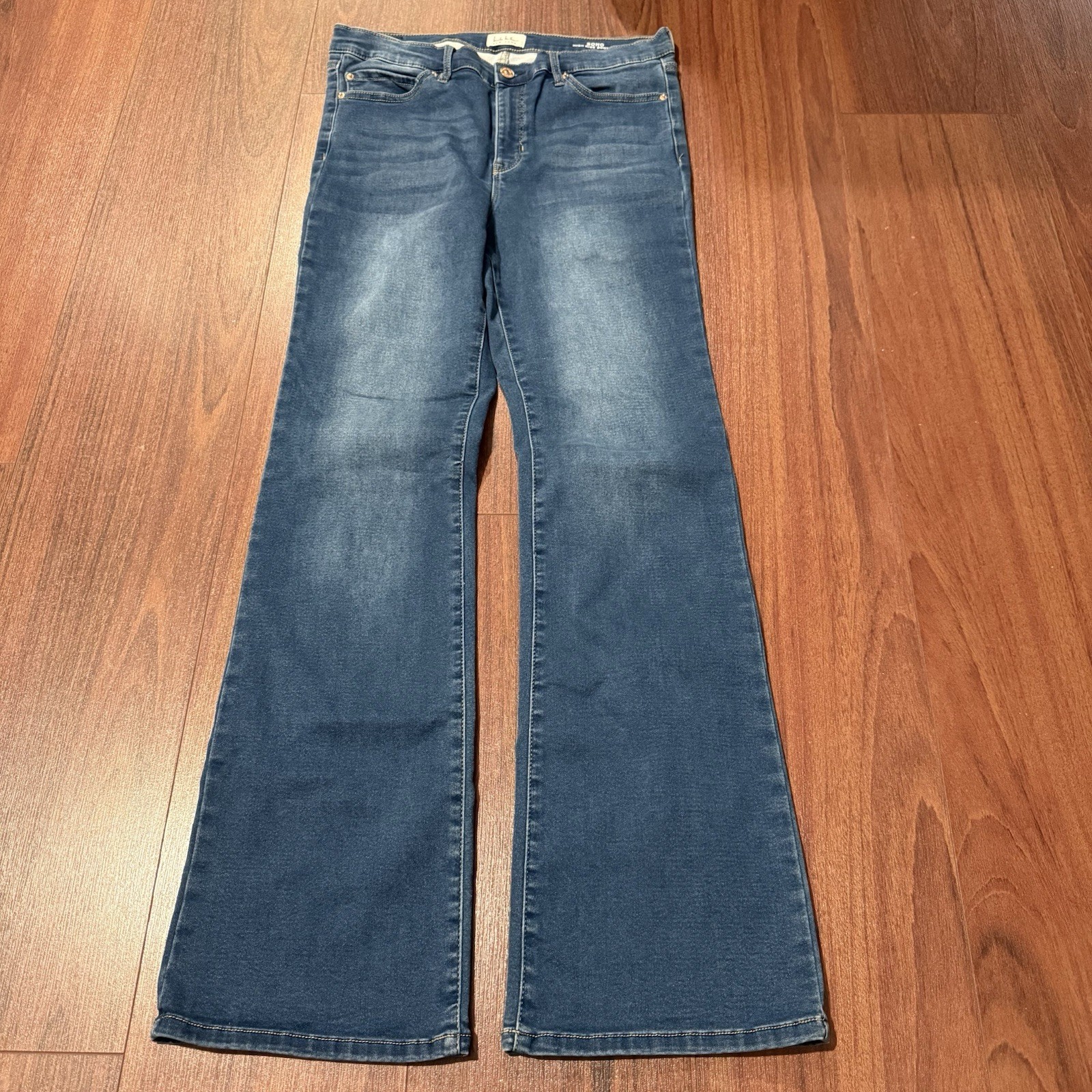 Women’s Nicole Miller Soho High Rise Flare Size 12 Demin Blue Stretch Jeans