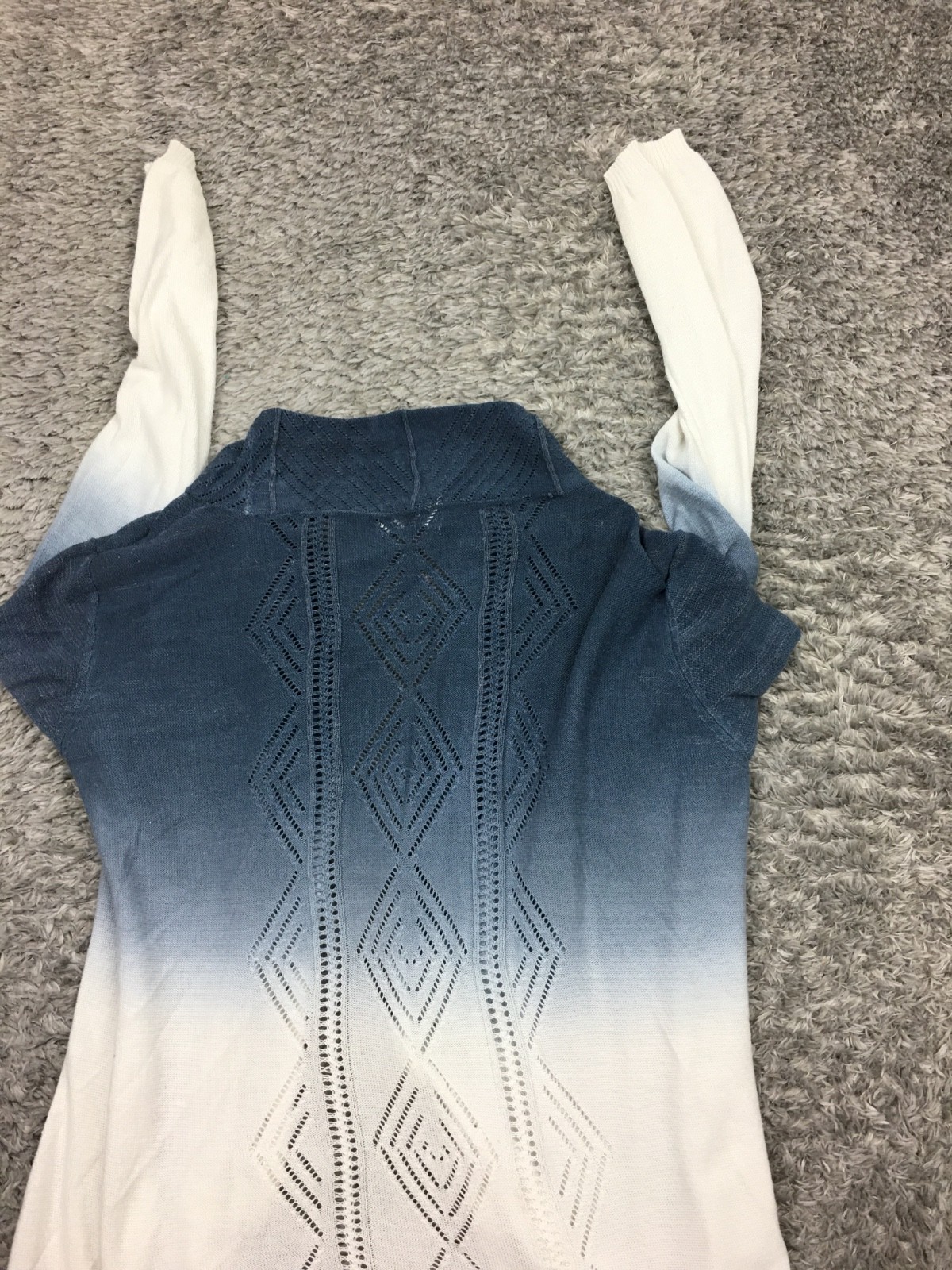 Maurices Cardigan Womens Size 2 Blue White Ambre Open Front Polyester Rayon