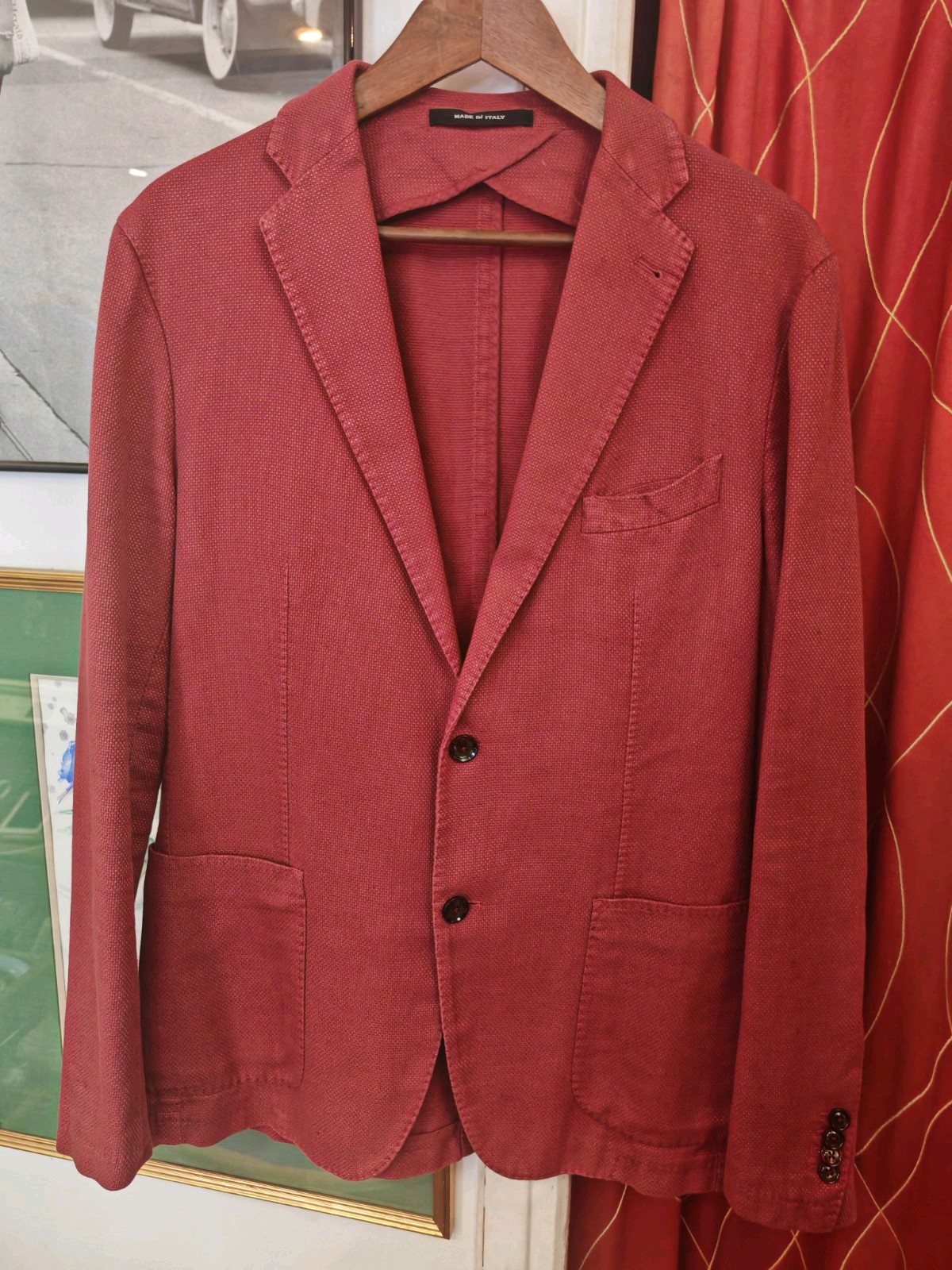 TAGLIATORE 700€ Men’s Blazer Jacket Linen & Cotton Size EU52 ( L ) Made in Italy