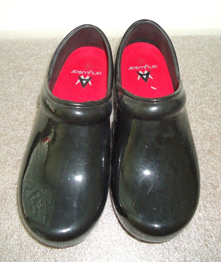 #3 Anywear Slip Resistant 7 Women / 5 Men Unisex Black/Red Patten Leather Clogs