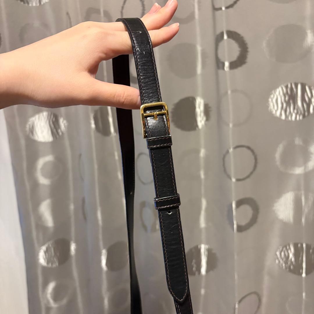 CELINE Black Leather Vintage Shoulder Bag Horsebit Carriage Hardware Authentic