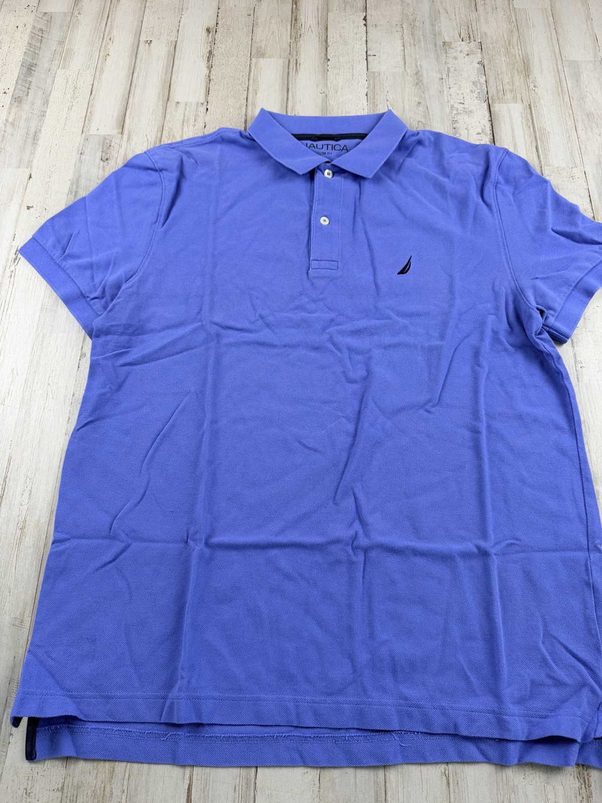 Nautica Polo Shirt Men’s XL Blue Slim Fit 100% Cotton Logo Casual Short Sleeve