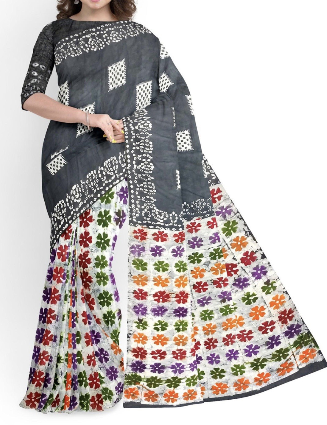 NEW 🆕, Cotton BATIK SAREE. ( Item#L2757 ) including blouse piece. Only $33