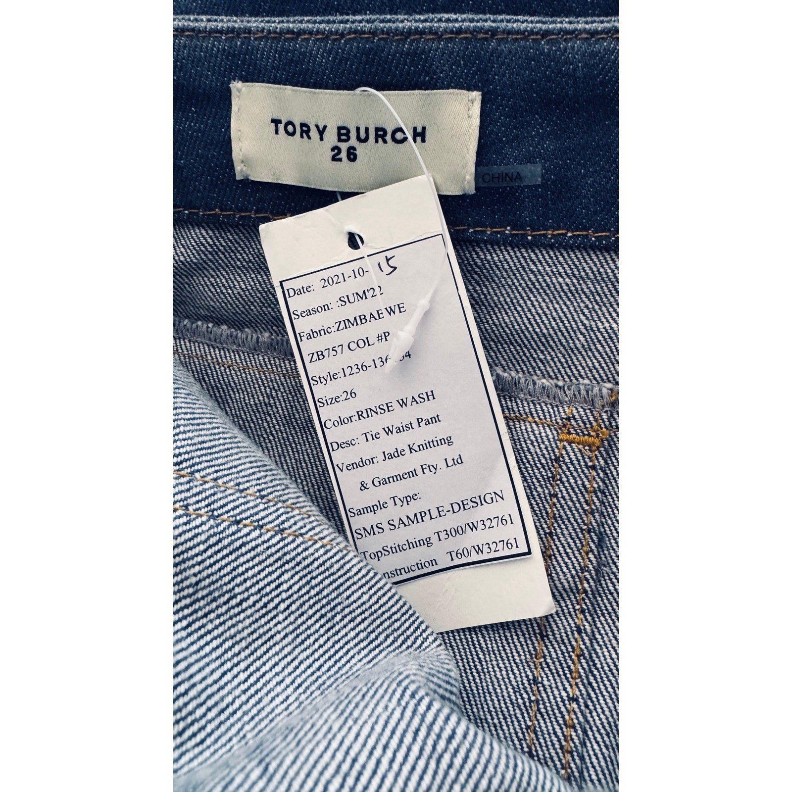 Sz 26 Tory Burch Wide Legs Carpenter Denim Summer 2022