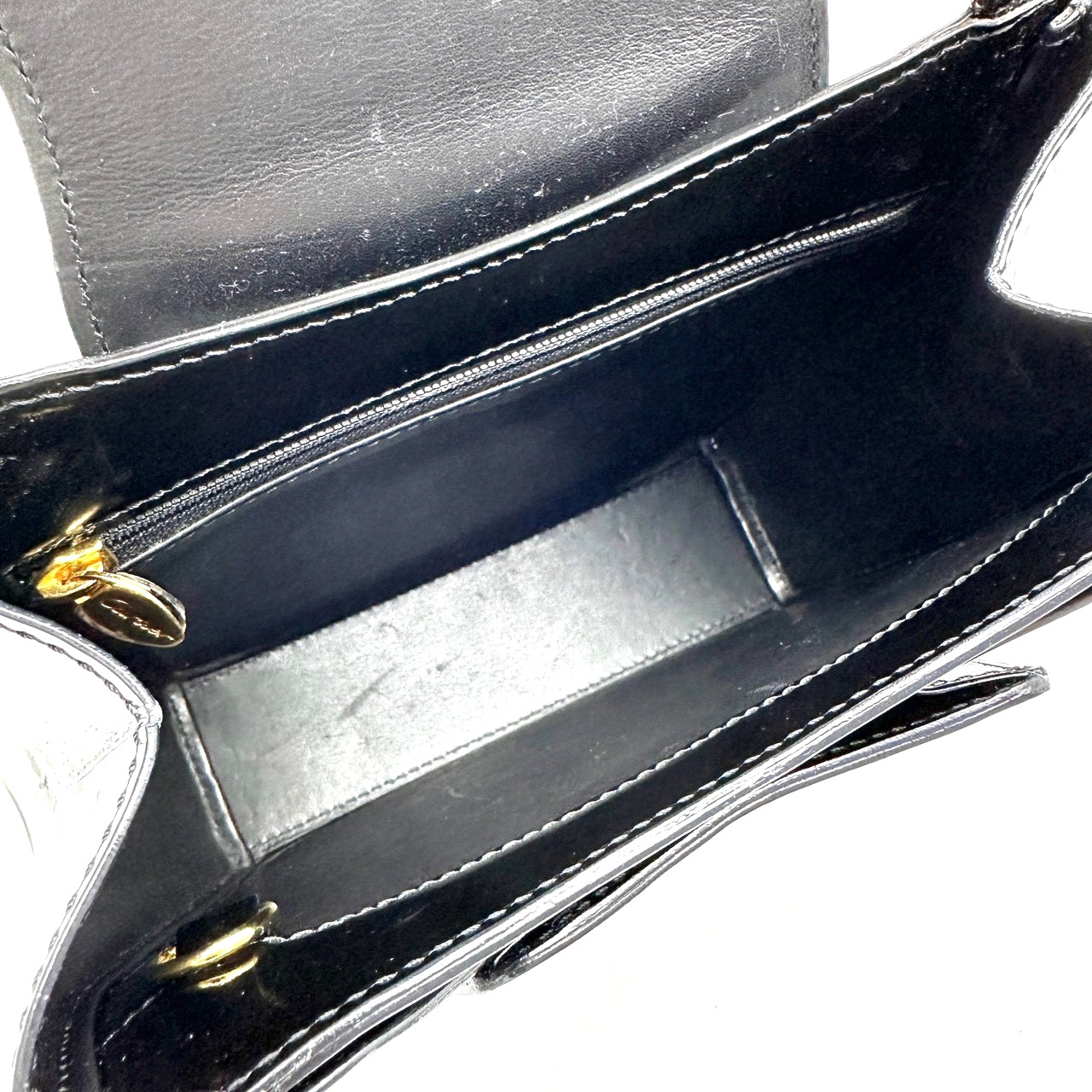 Cartier Panthere Hand Bag Patent Leather Black Gold Buckle Authentic