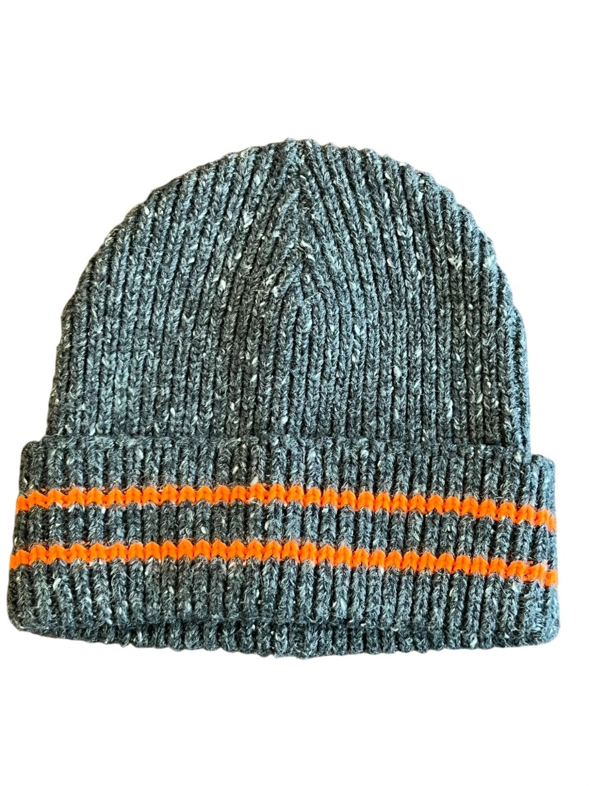 Aeropostale Charcoal Gray with Orange Stripes 100% Acrylic Beanie One Size Hat