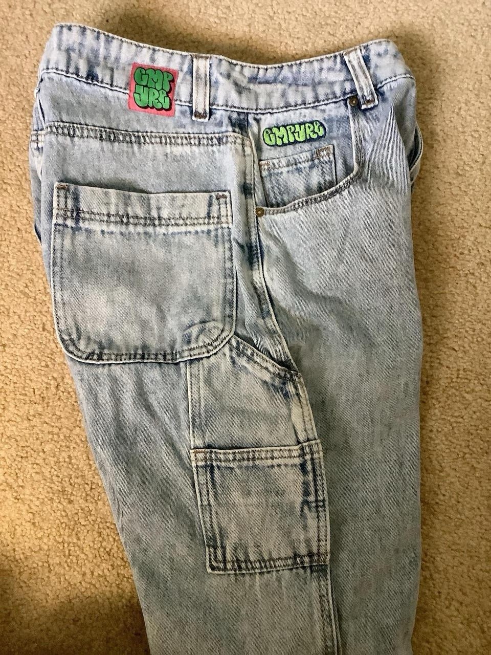 Empyre Women’s Light Wash Blue Denim Straight Cargo Jeans Pockets Size 2