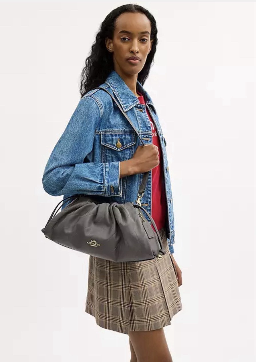 NWT Faye Large Shoulder & Crossbody Bag Quilting Nappa Leather CCZ58 Gold/Slate