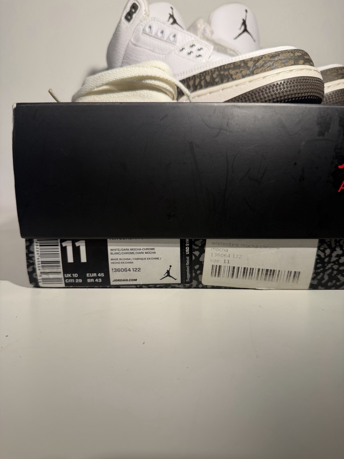 Nike Air Jordan 3 Retro Mocha 2018 White Dark Mocha Size 11 136064-122 OG Box