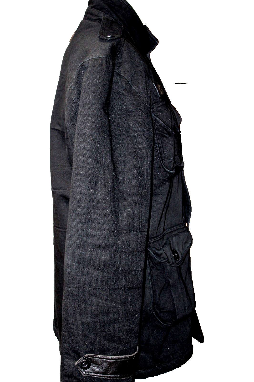 T F G Creative Garments Men Canvas Jacket SZ L Black 4 Pockets Insulated Casual